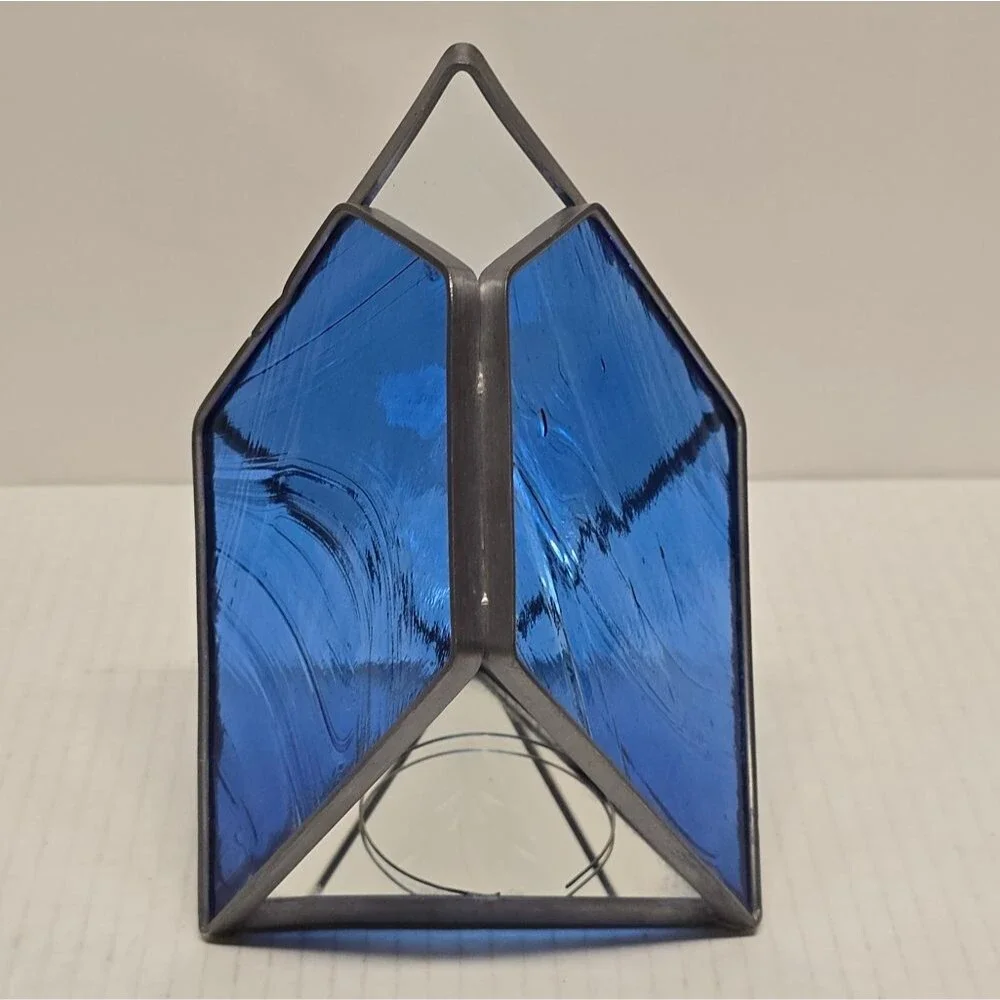 Vintage Stained Glass Tea Light Votive MCM Avant Garde Candle Holder